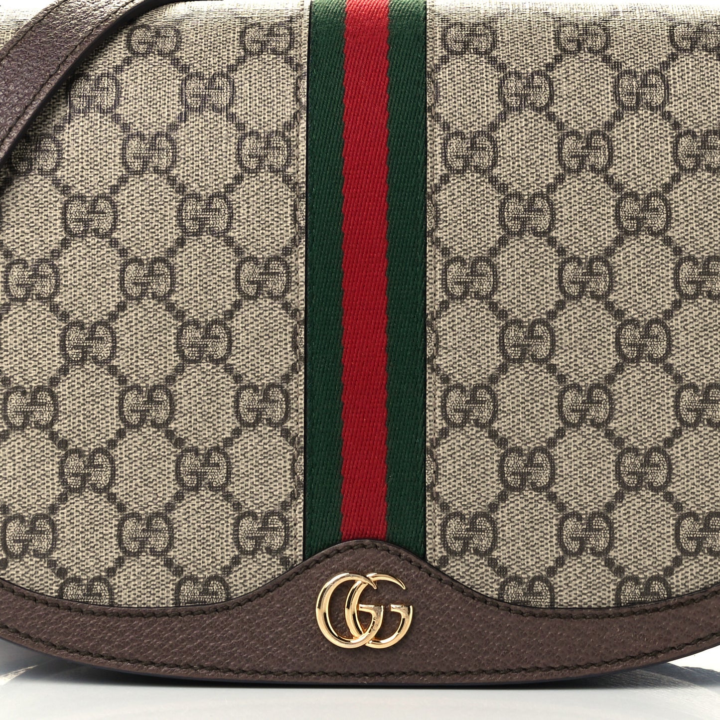 GG Supreme Monogram Web Small Ophidia Flap Messenger Bag Brown