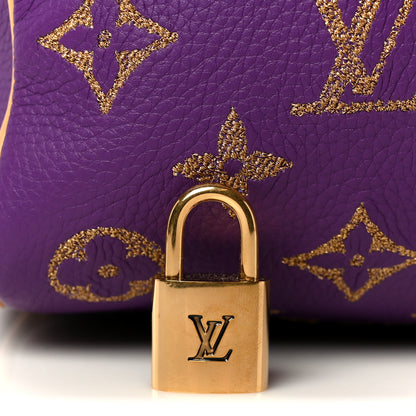 Louis Vuitton Calfskin Embroidered Monogram Speedy P9 Bandouliere 30 Golden Lotus Purple 11 of 17