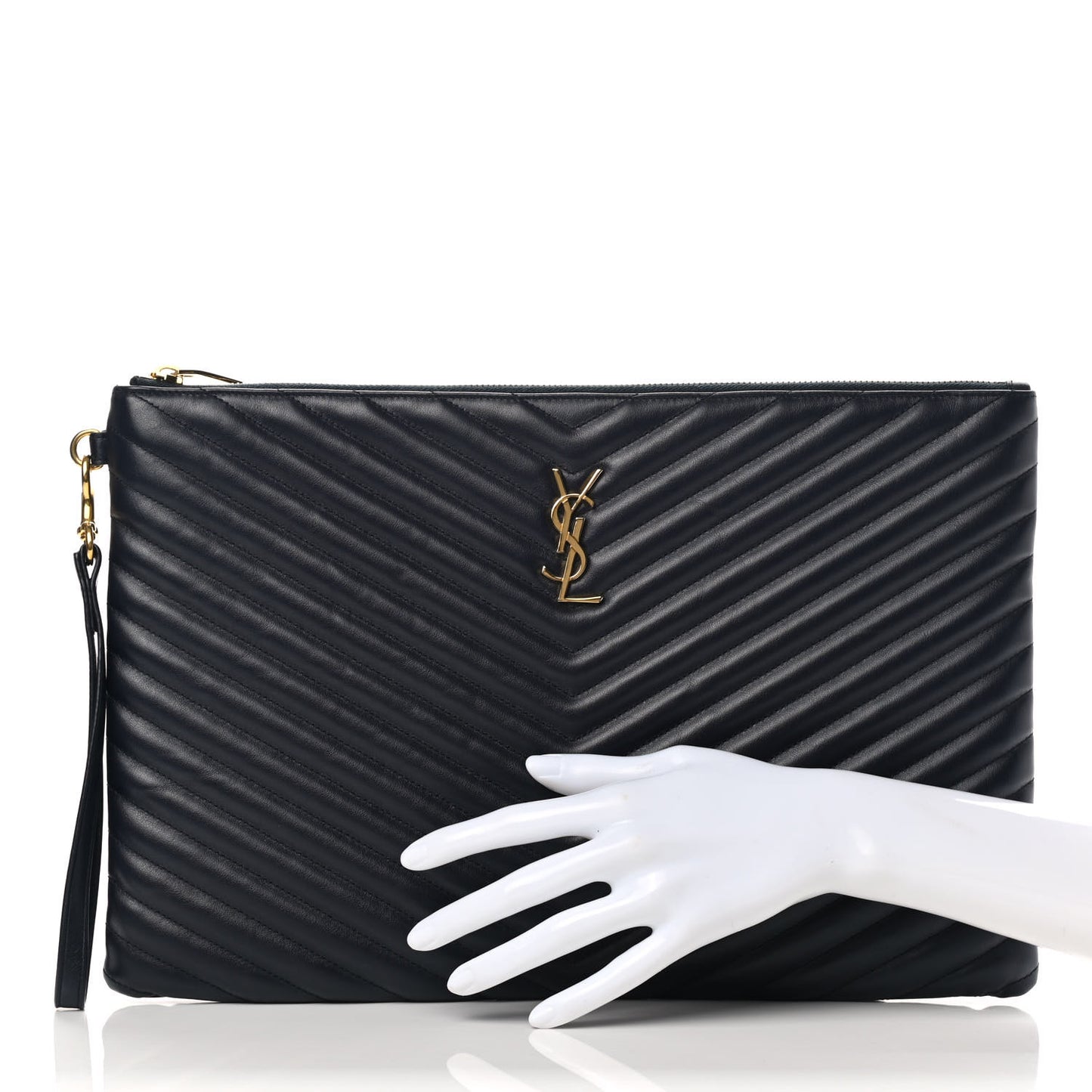 Calfskin Matelasse Chevron Monogram Document Holder Marine