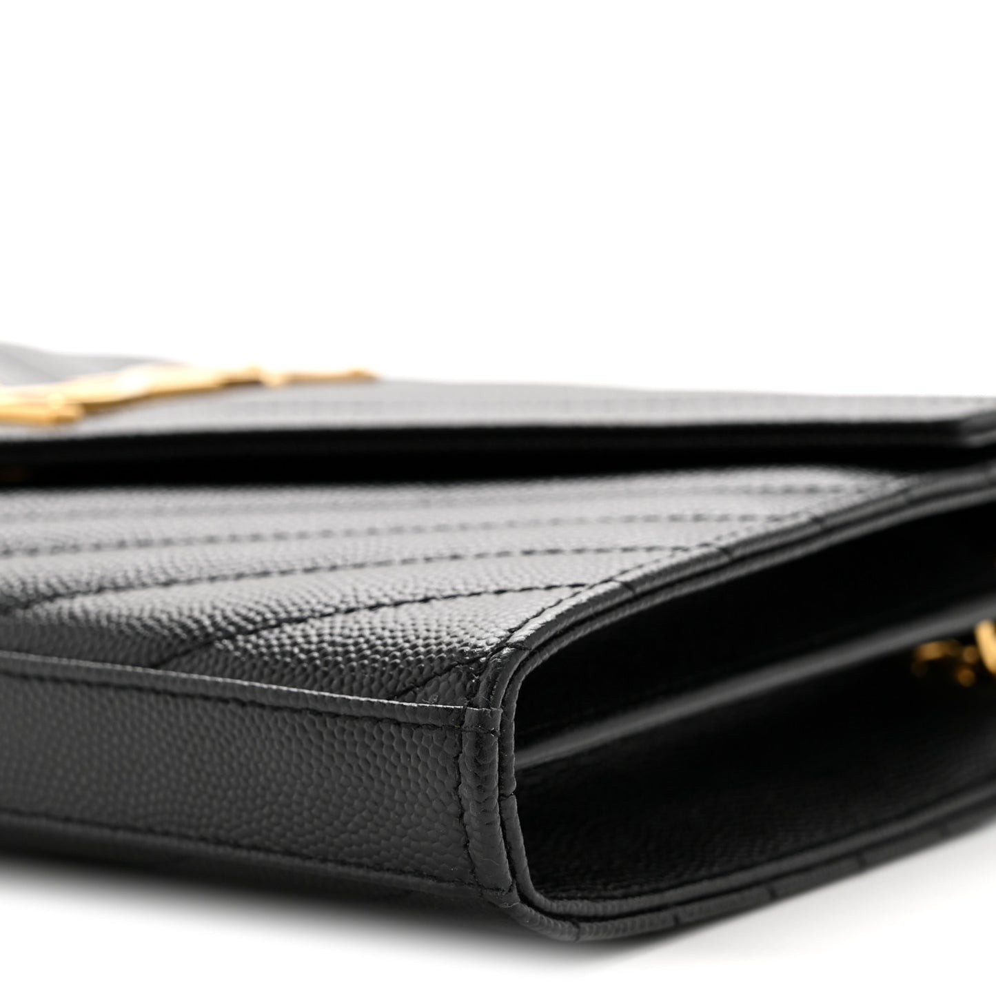 Grain De Poudre Matelasse Chevron Monogram Chain Wallet Black
