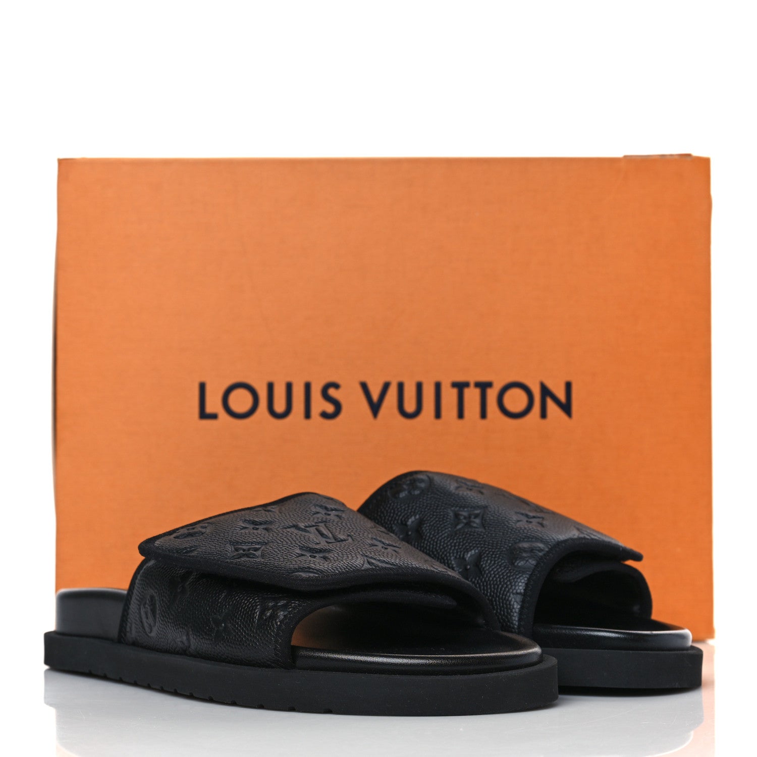 Louis Vuitton X NBA Calfskin Monogram Embossed Mens Miami Mule 9 Black 9 of 9