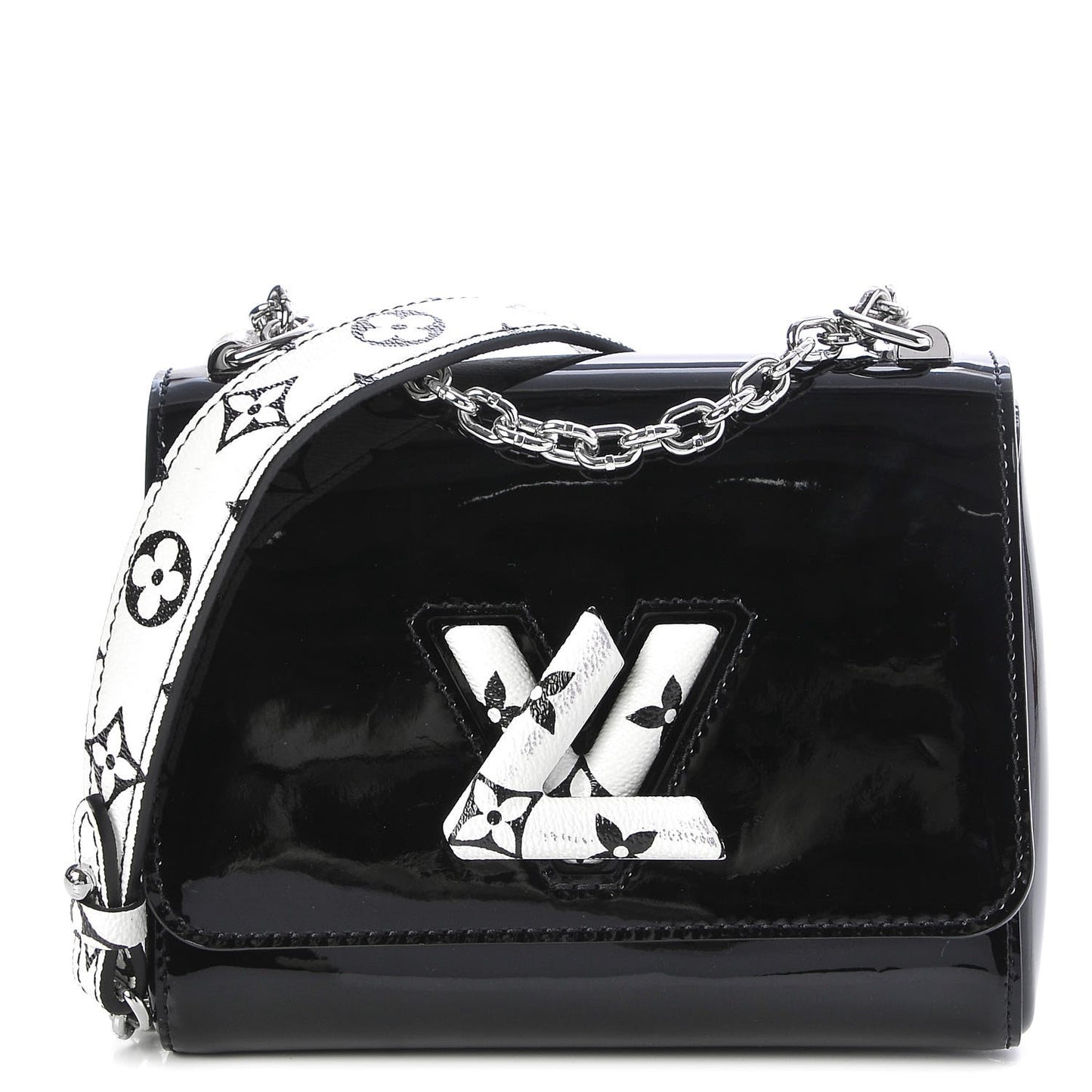 Patent Monogram Twist Shoulder Bag PM Black