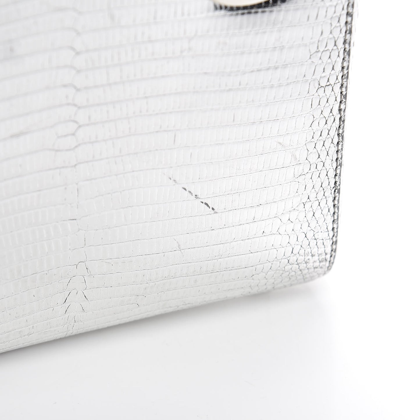 Metallic Lizard Mini Lady Dior Silver