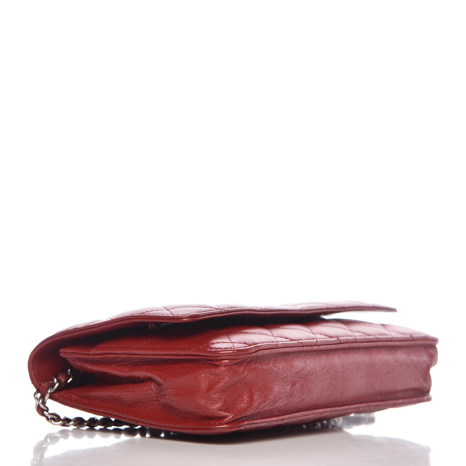 Chanel Lambskin Quilted Wallet On Chain WOC Red 4 of 12