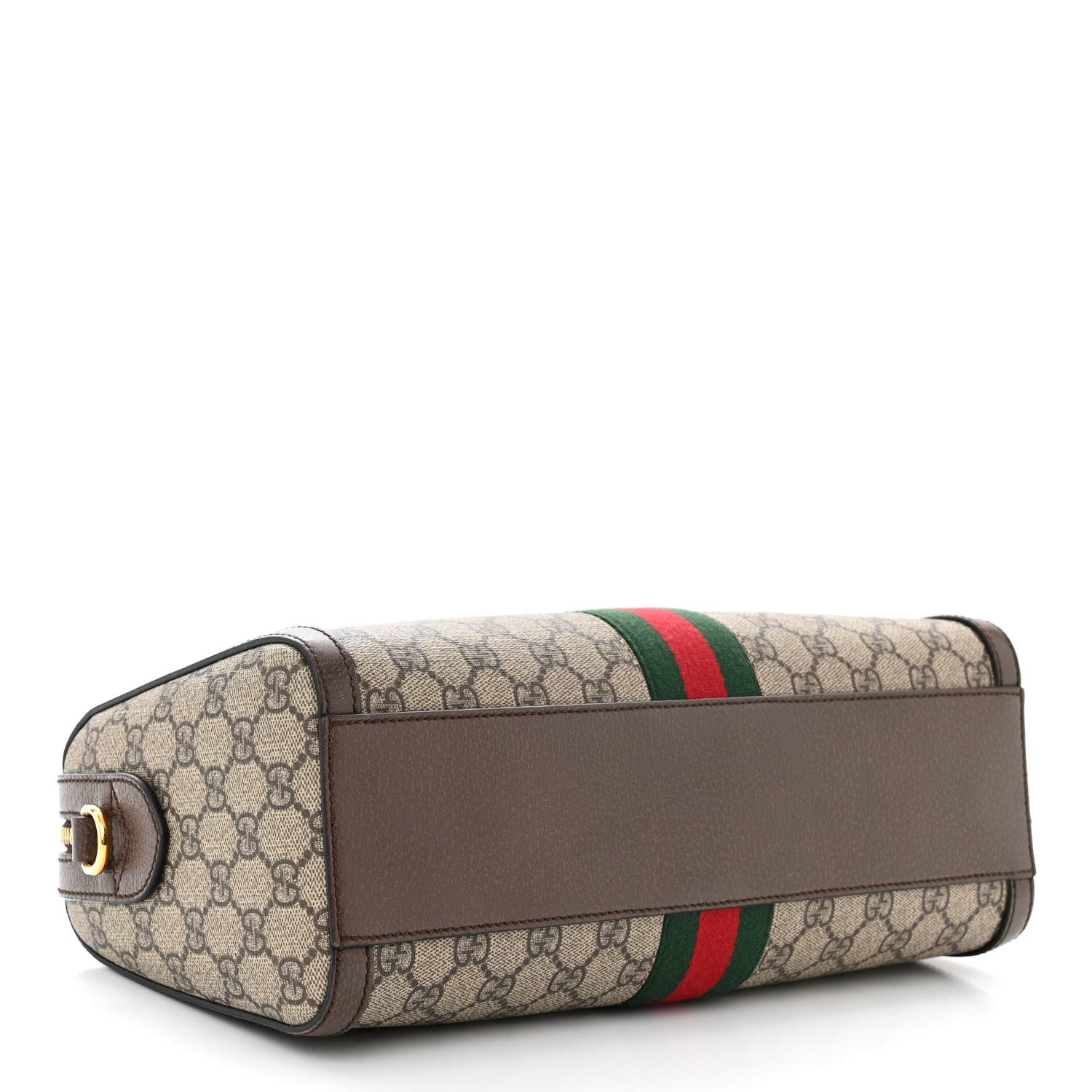 Gucci GG Supreme Monogram Textured Dollar Calfskin Web Medium Ophidia Boston Beige Ebony New Acero 4 of 11
