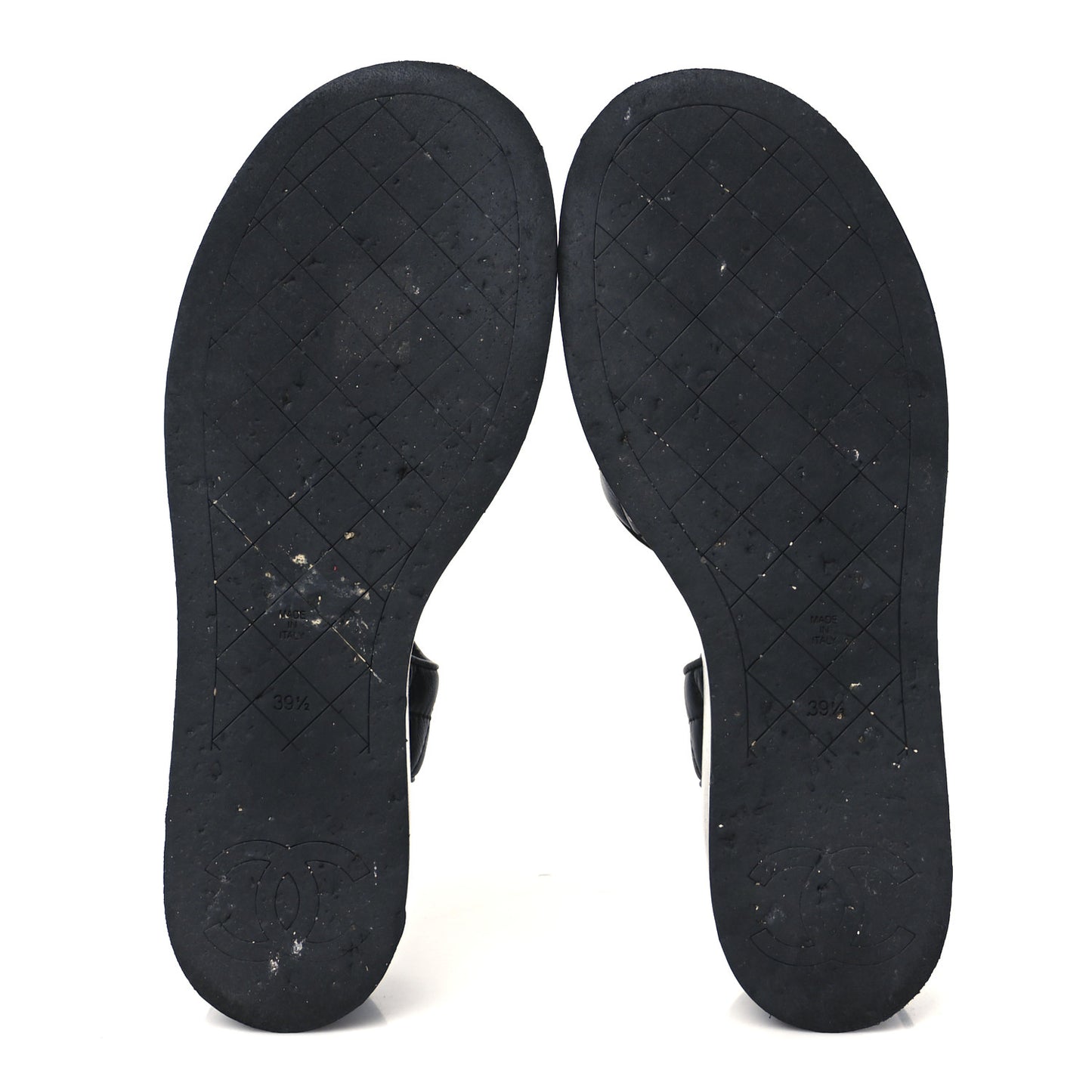 Lambskin Quilted CC Platform Sandals 39.5 Black