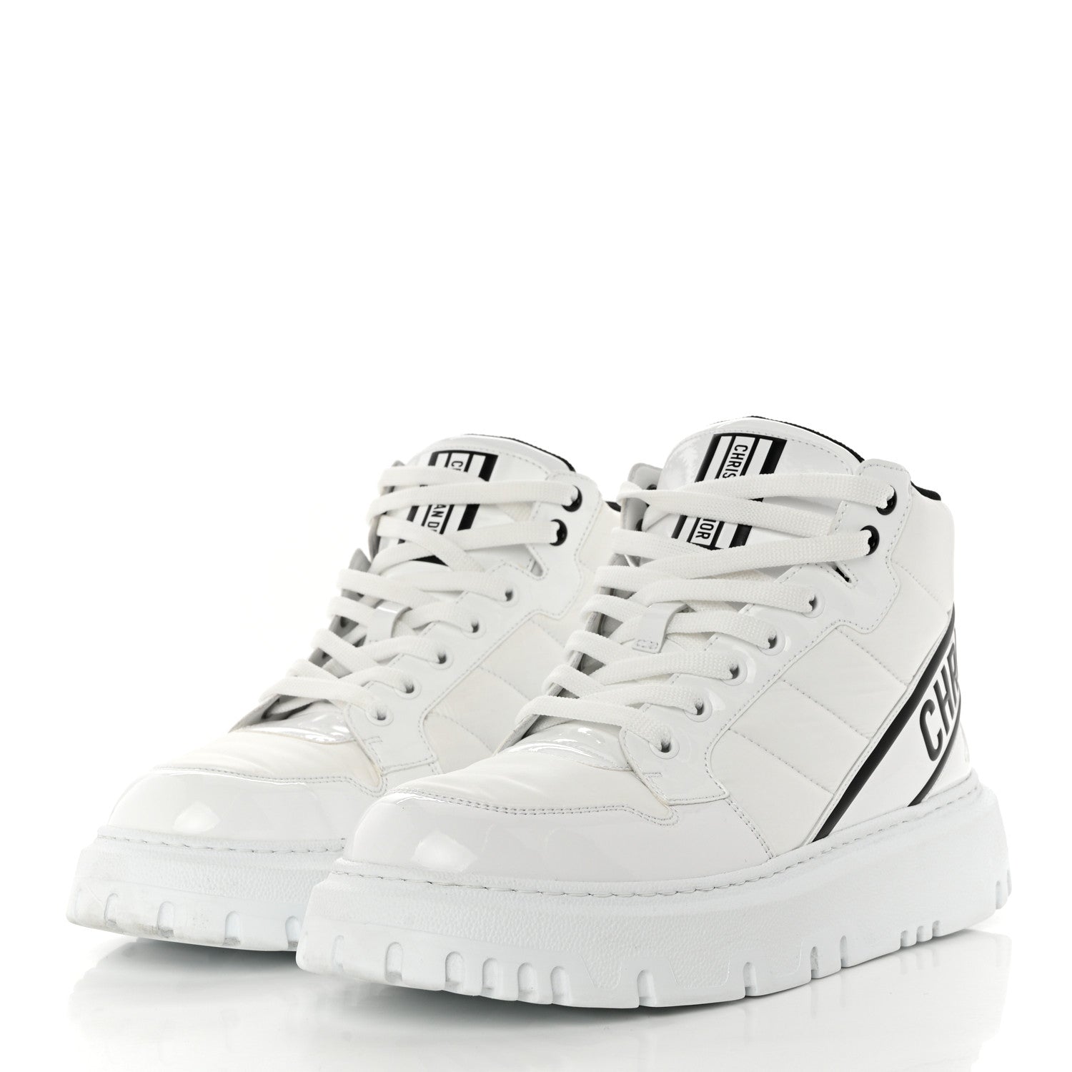 Christian Dior Nylon Fabric Womens D-Player High Top Sneakers 39 White Black 3 of 9