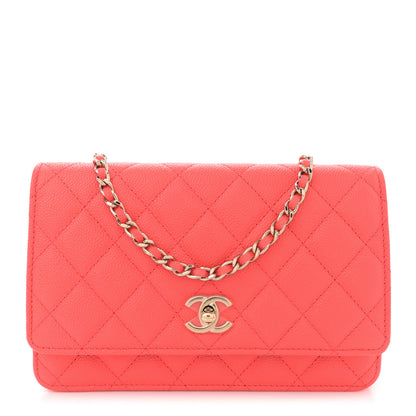 Chanel Caviar Quilted Bow Wallet On Chain WOC Orange 1 of 11
