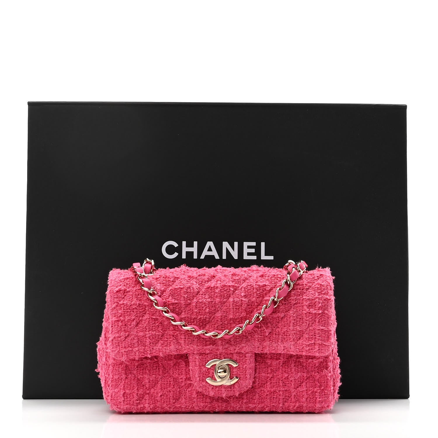 Chanel Cashmere Tweed Quilted Mini Rectangular Flap Fuchsia 11 of 11