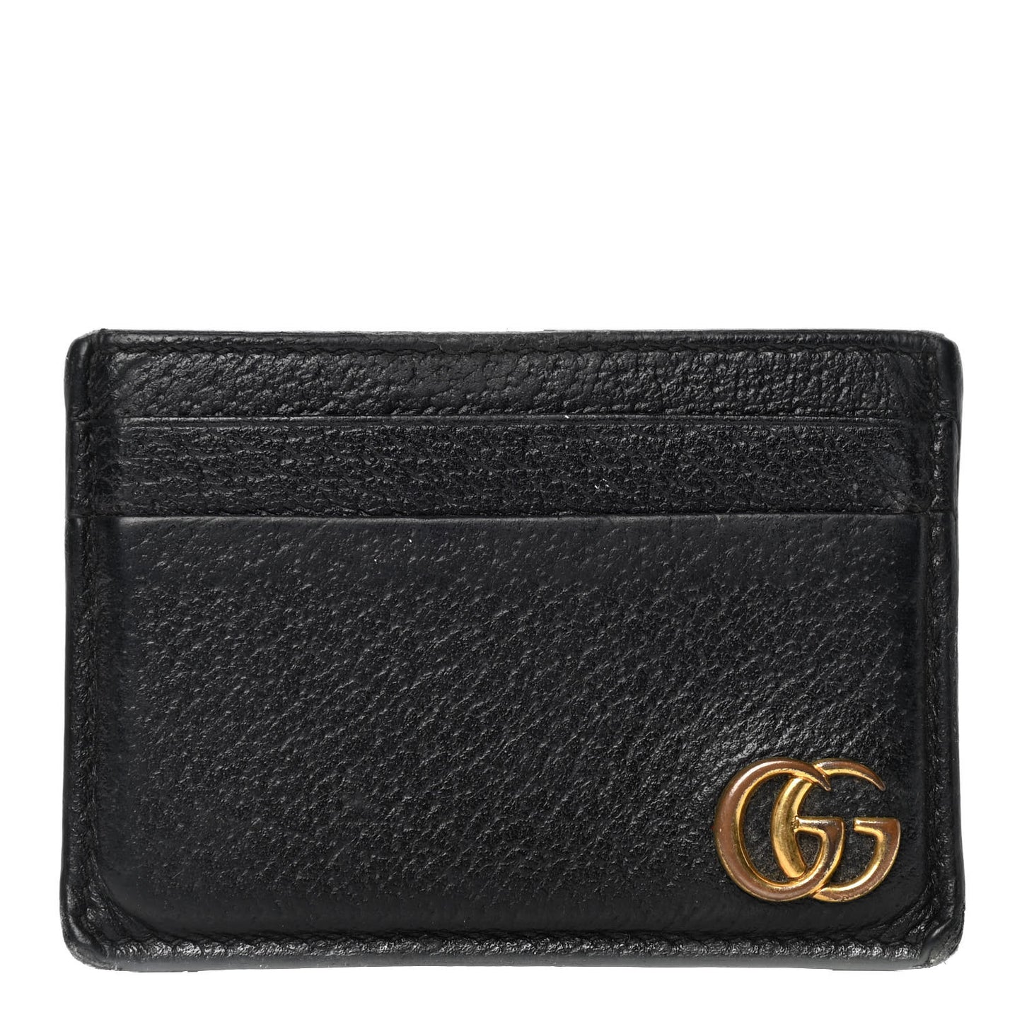 Calfskin Boar Effect GG Marmont Card Holder Money Clip Black