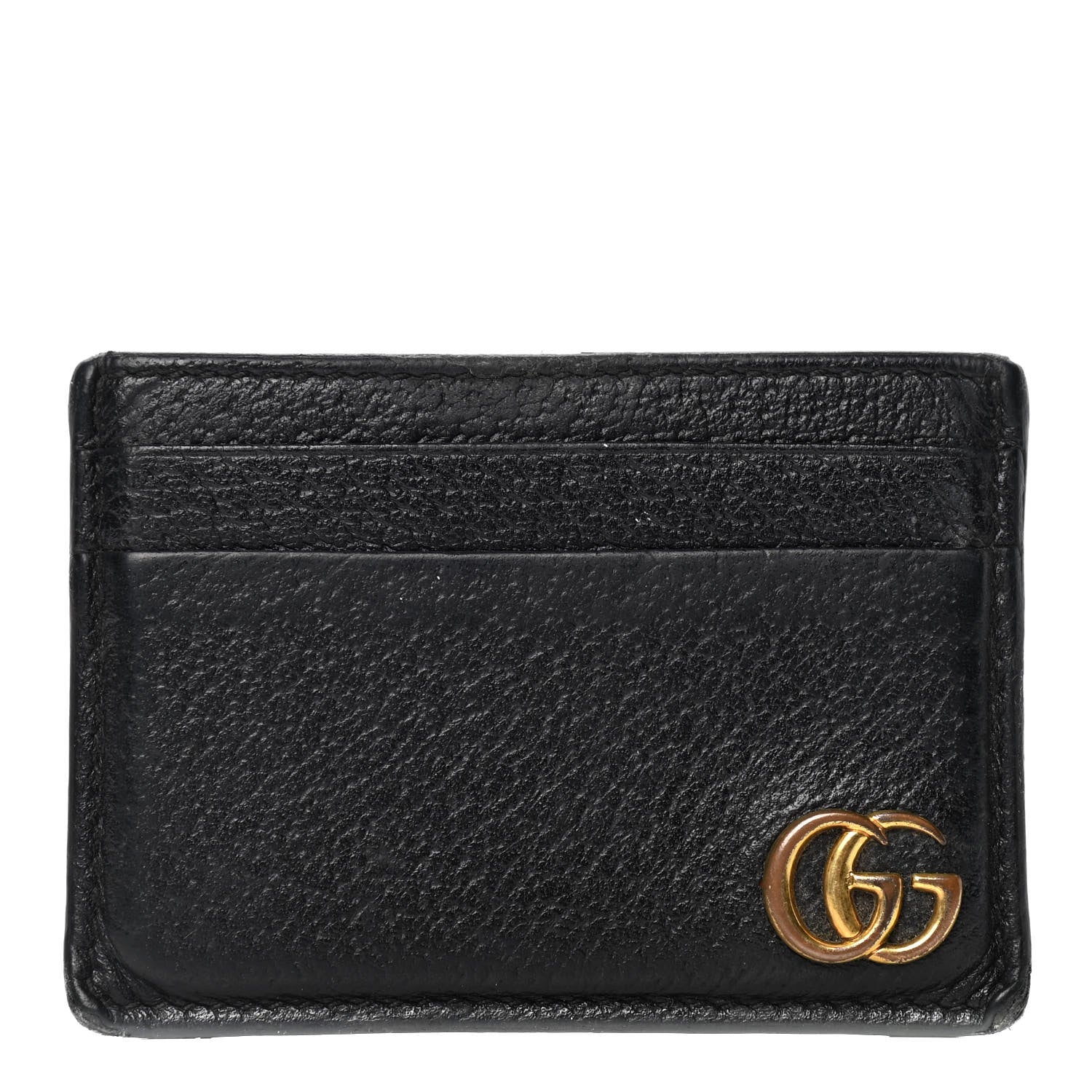 Gucci Calfskin Boar Effect GG Marmont Card Holder Money Clip Black 1 of 5