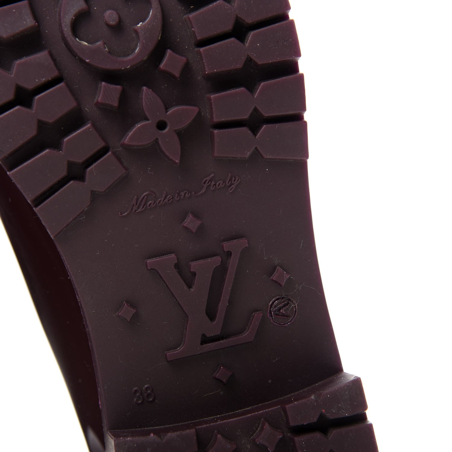 Louis Vuitton Rubber Embossed Monogram Splash Rain Boots 38 Burgundy 9 of 9