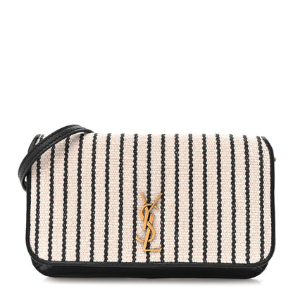 Saint Laurent Canvas Striped Phone Holder Crossbody Beige Black 1 of 11