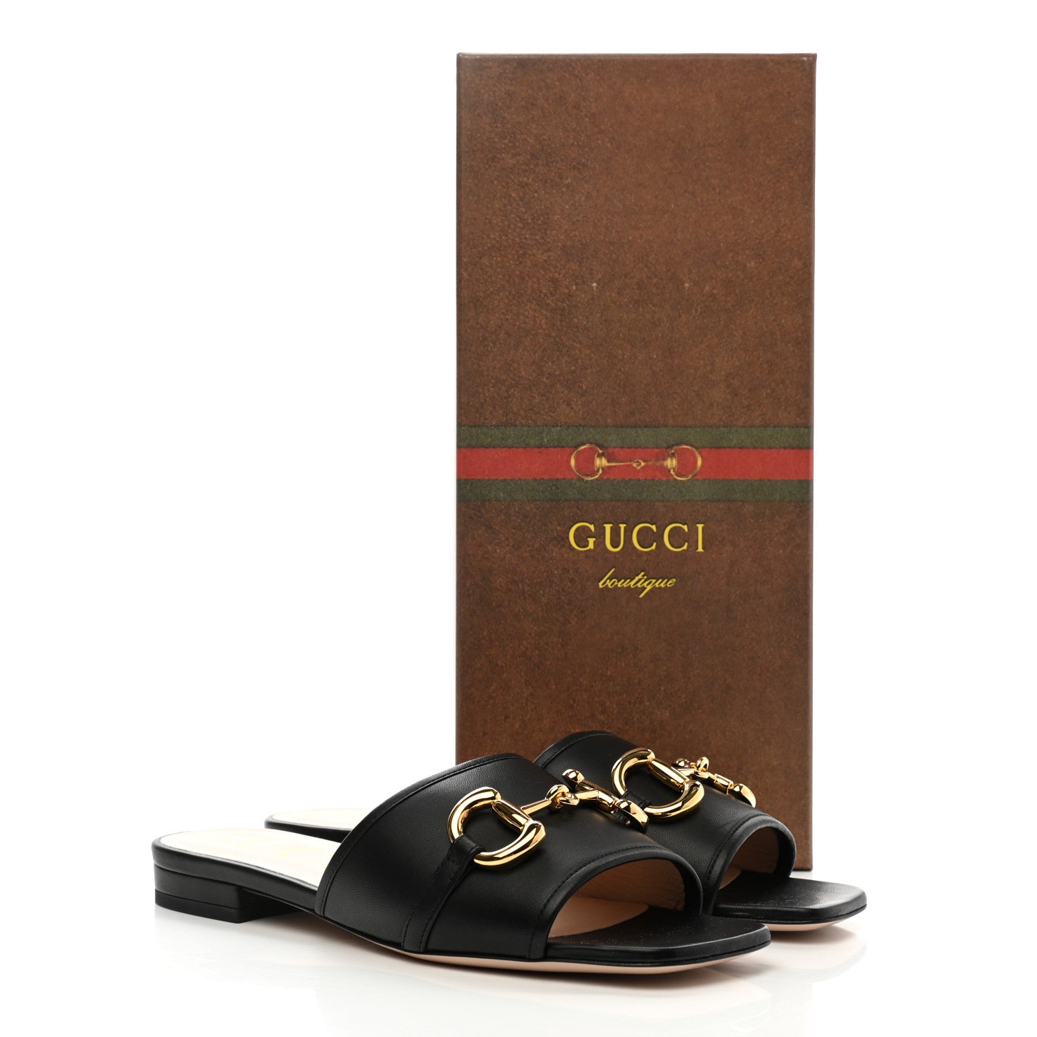 Gucci Nappa Horsebit Flat Slide Sandals 37 Black 9 of 9