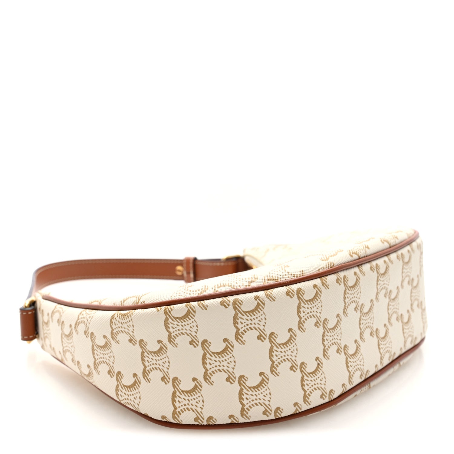 Celine Canvas Calfskin Ava Triomphe Shoulder Bag White 4 of 9