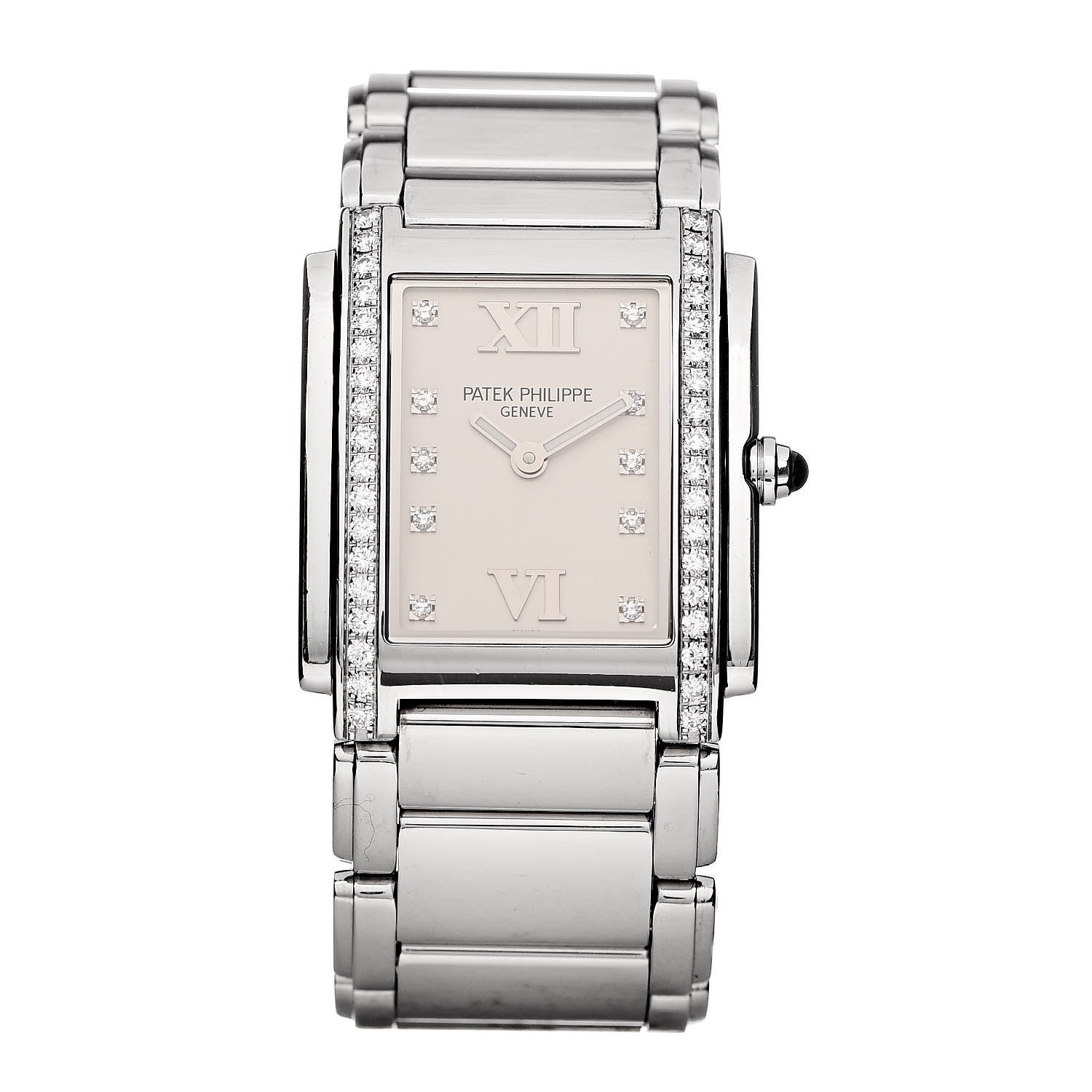 Patek Philippe Stainless Steel Diamond 25mm Twenty-4 Quartz Watch White 4910/10A-011 1 of 6