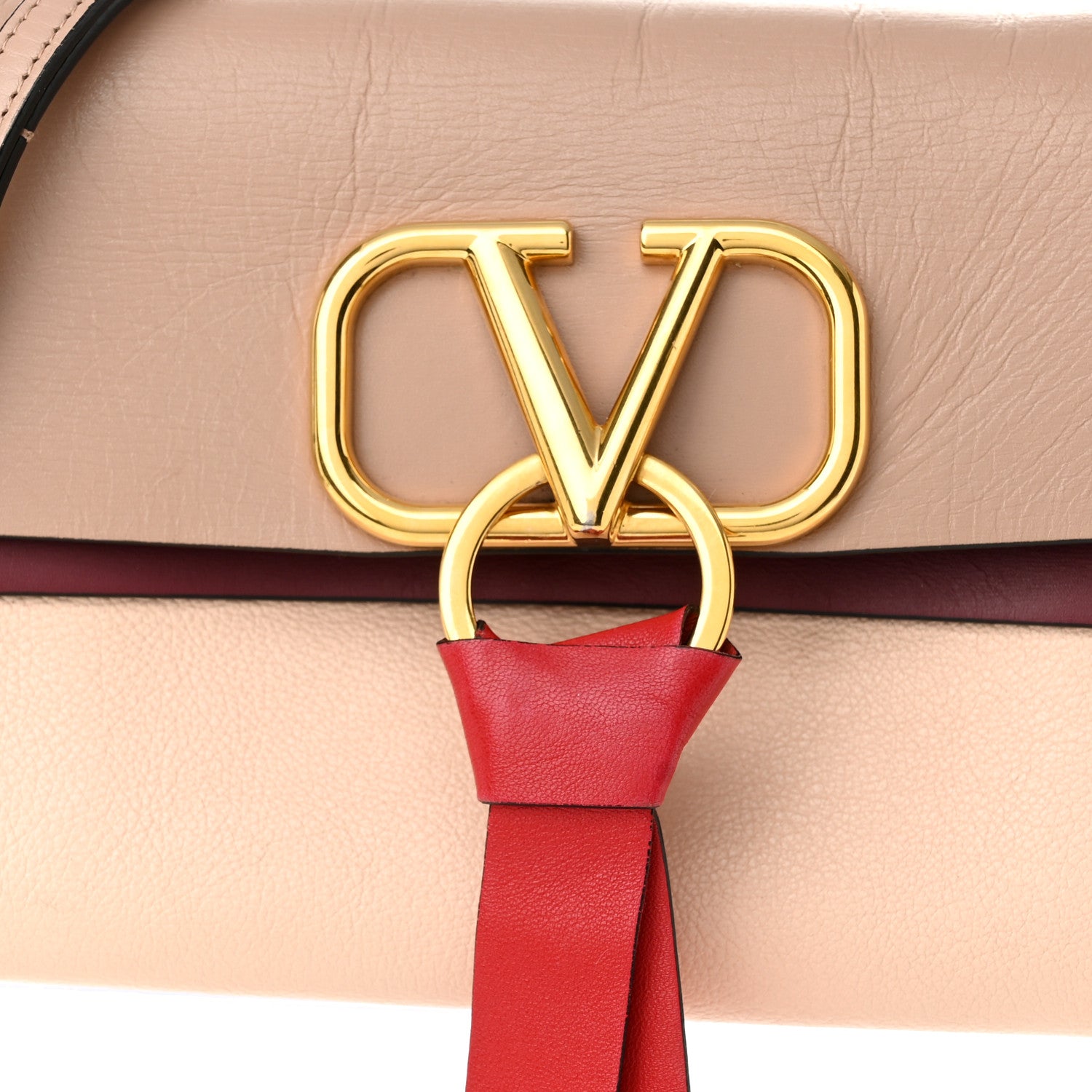 Valentino Garavani Smooth Calfskin Small VRing Crossbody Bag Rose Cannelle Light Ivory Cerise 8 of 11