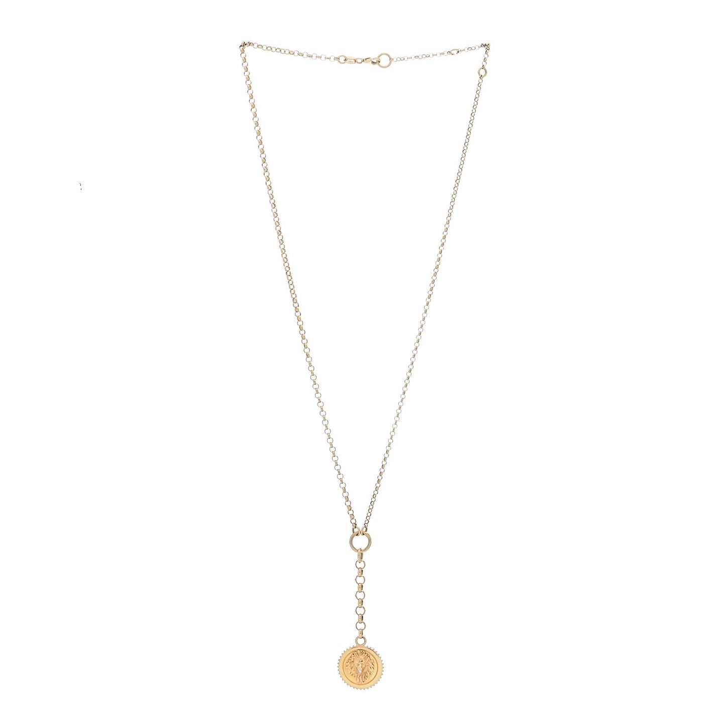 18K Yellow Gold Diamond Small Strength Mixed Belcher Chain Necklace