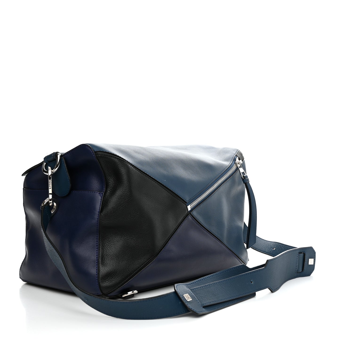 Calfskin XL Puzzle Bag Blue Black