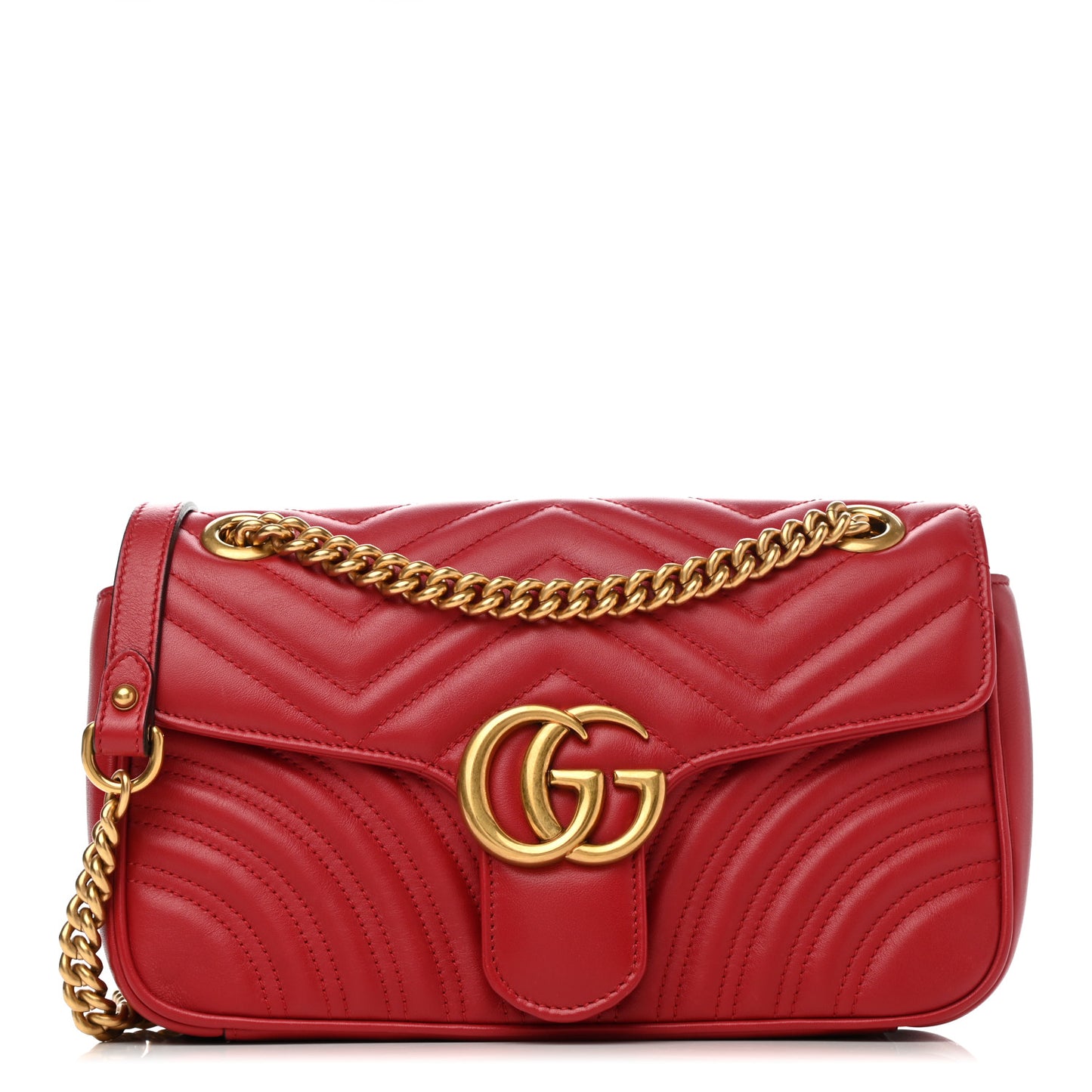 Calfskin Matelasse Small GG Marmont Shoulder Bag Hibiscus Red