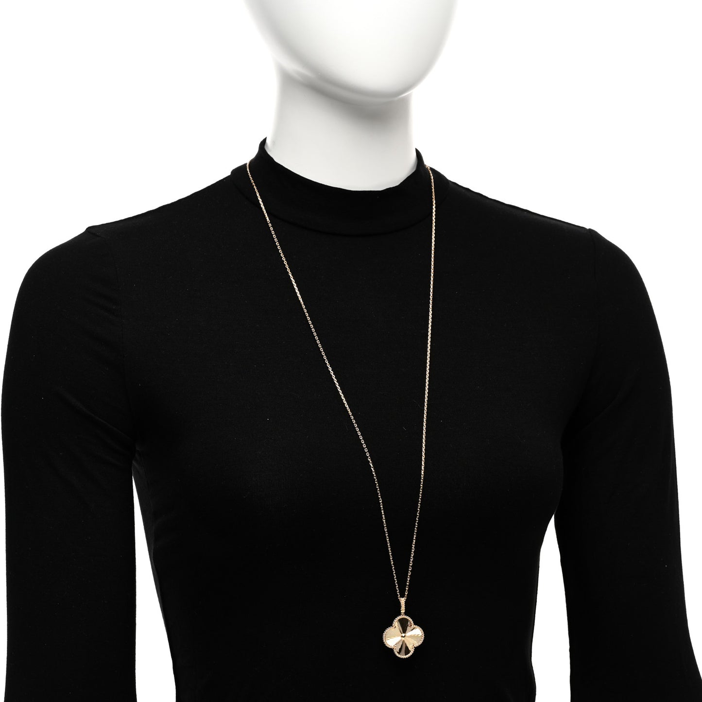 18K Yellow Gold Guilloche Magic Alhambra Long Necklace