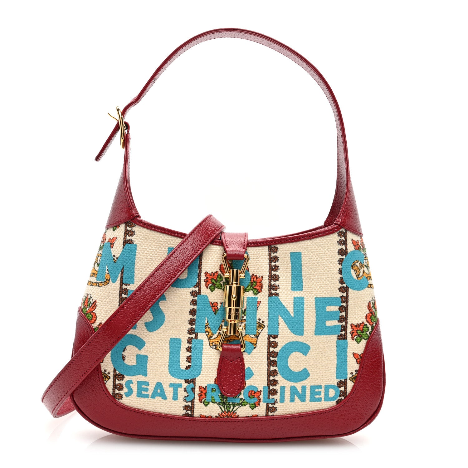 Gucci Canvas Calfskin 100 Centennial Music Small Jackie 1961 Hobo Ivory Red 1 of 9