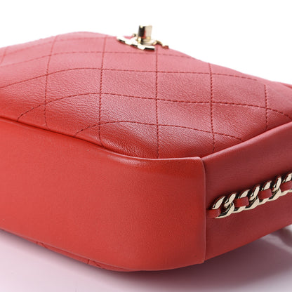 Chanel Goatskin Quilted Large Casual Trip Camera Case Bag Red 7 of 11