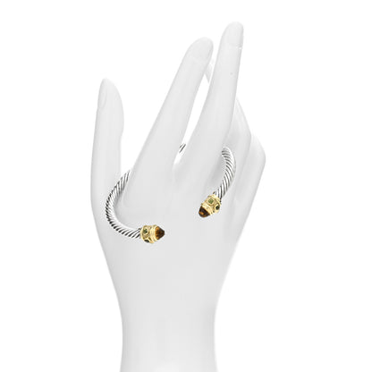 David Yurman Sterling Silver 14K Yellow Gold Citrine Peridot 5mm Cable Renaissance Bracelet 2 of 4