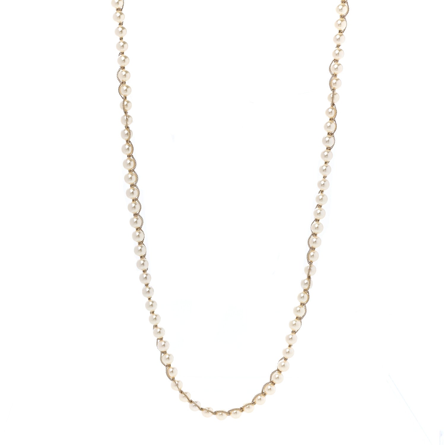 Chanel Graduated Pearl CC Long Necklace Gold 1 of 6