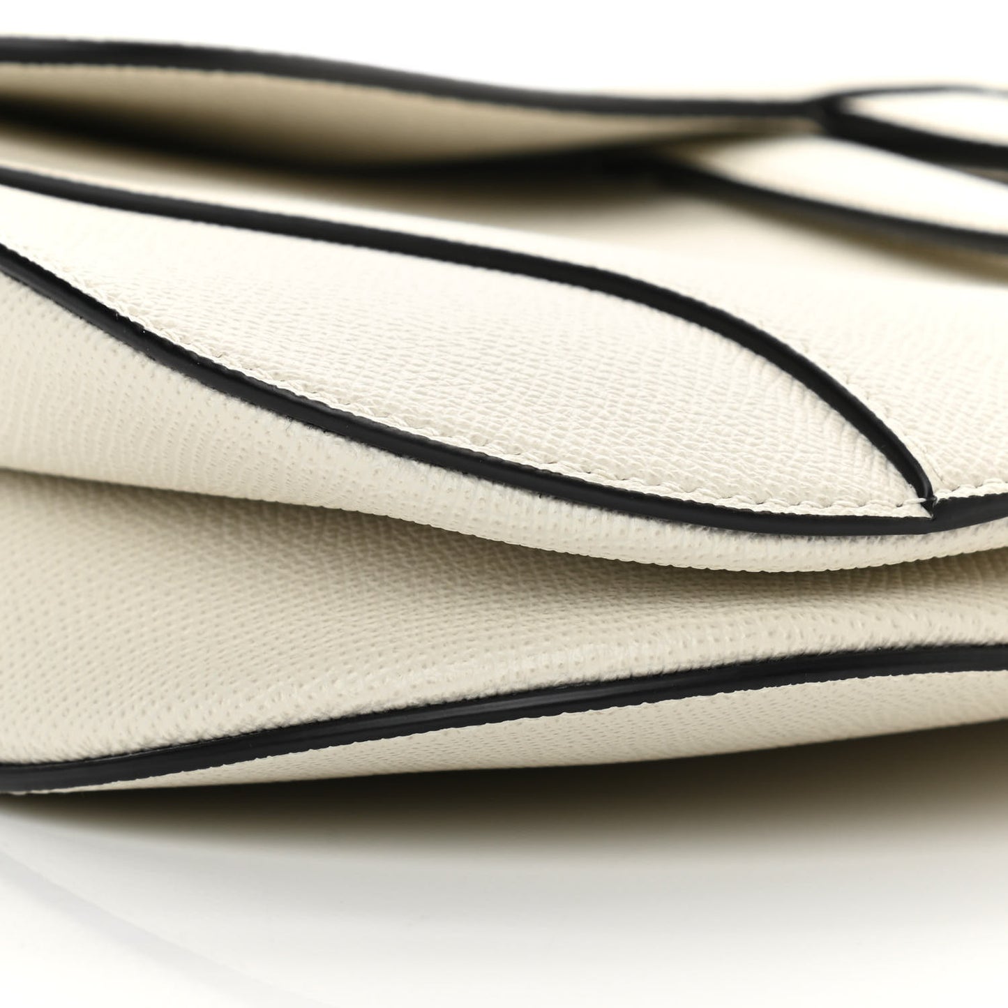 Grained Calfskin Saddle Bag White