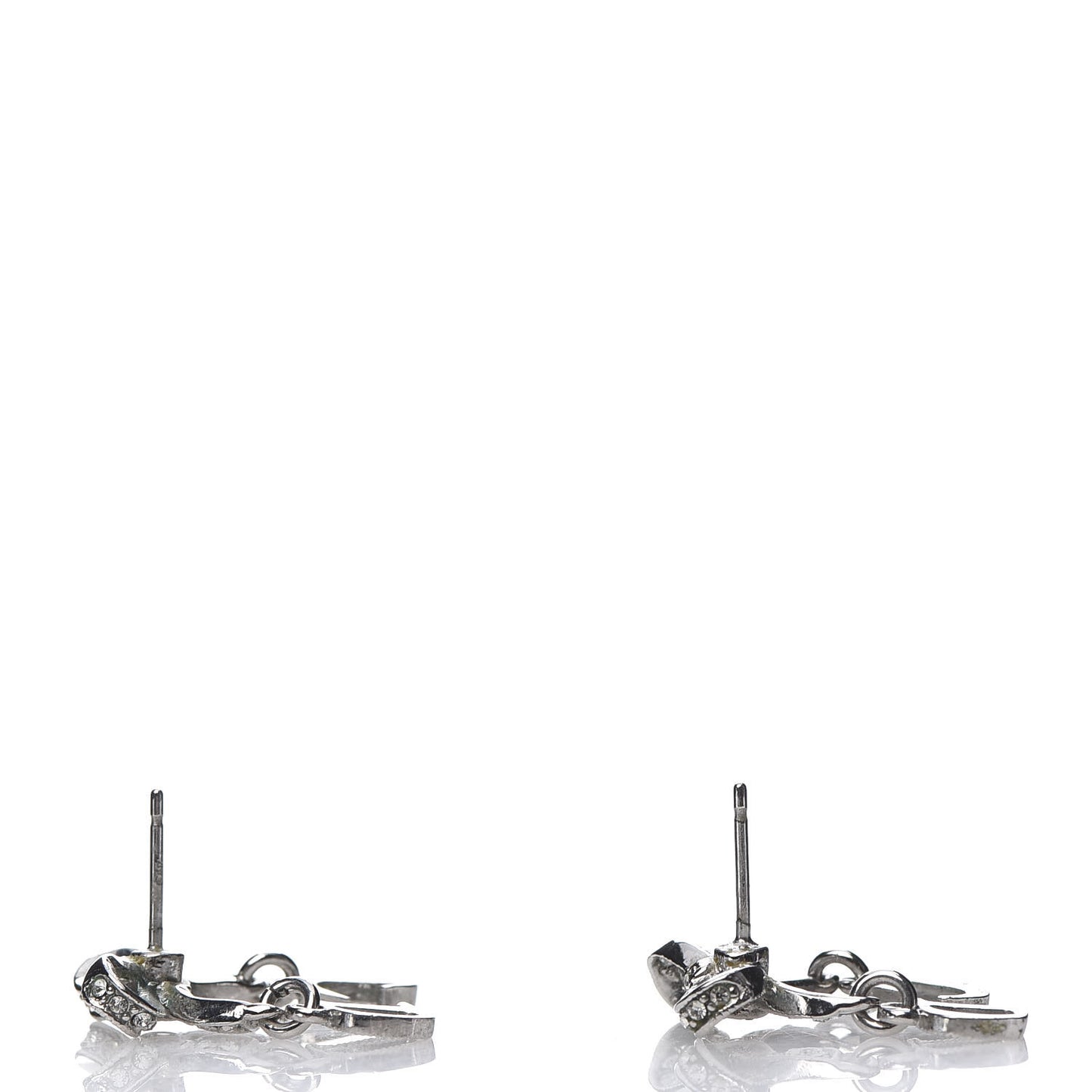 Crystal Bow Earrings Silver