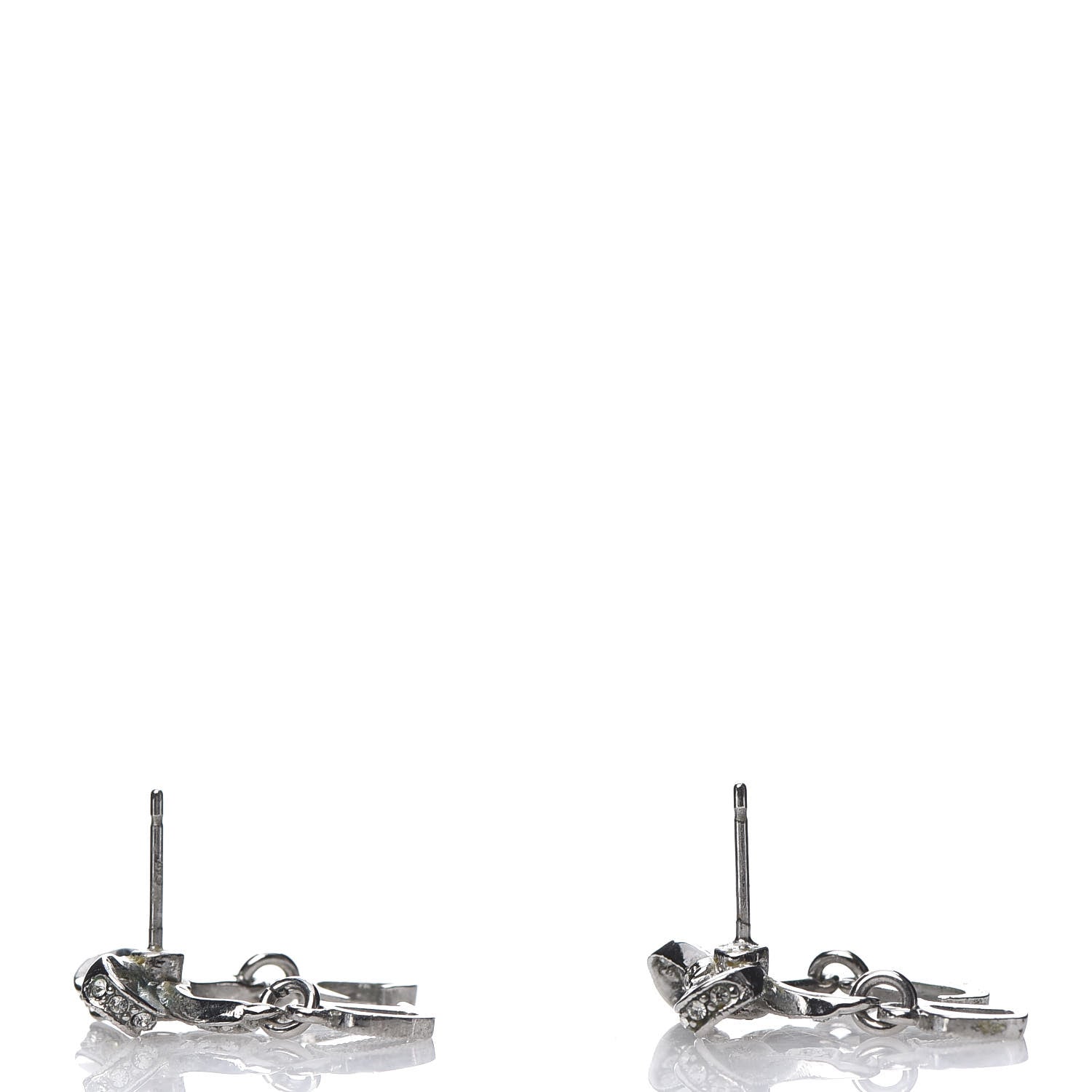 Christian Dior Crystal Bow Earrings Silver 3 of 3