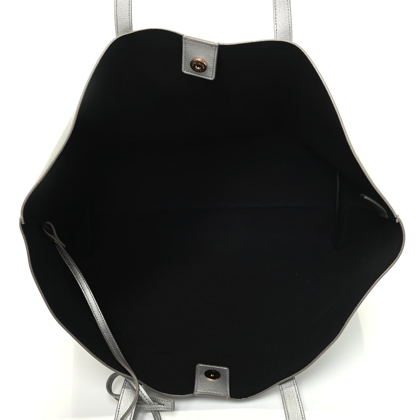 Metallic Calfskin Large Shopping Tote Silver
