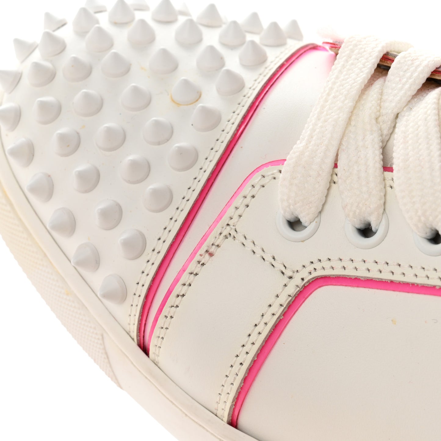Calfskin Vieira Spikes Flat Sneakers 38 Bianco Rose