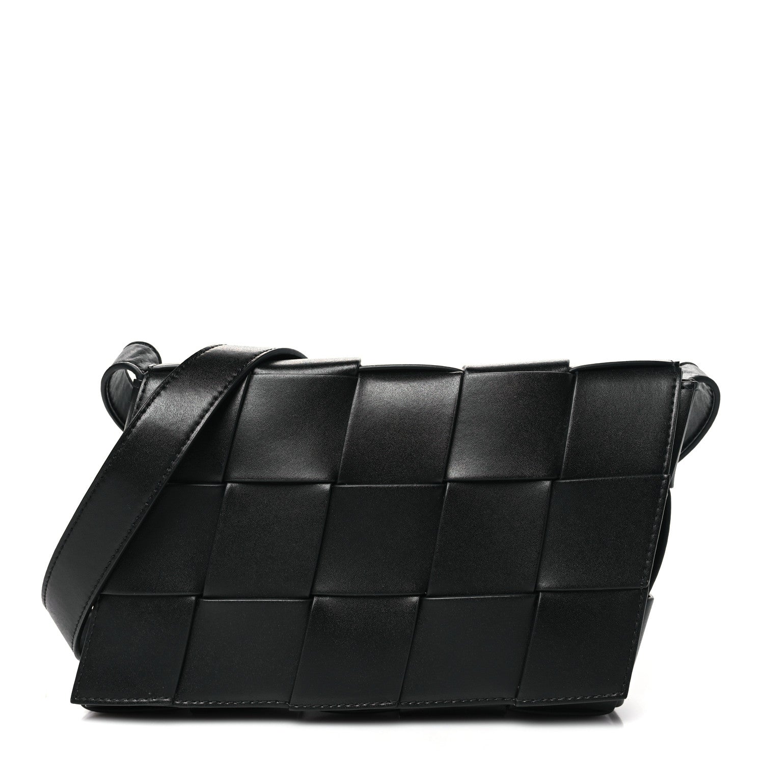 Bottega Veneta Lambskin Maxi Intrecciato Speed Cassette Crossbody Bag Black 1 of 10