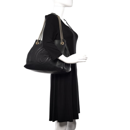 Gucci Pebbled Calfskin Medium Soho Chain Shoulder Bag Black 2 of 9