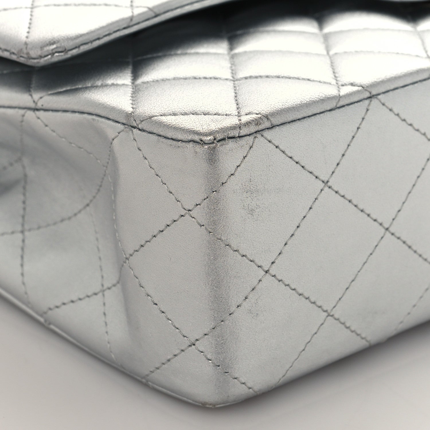 Chanel Metallic Lambskin Quilted Medium Double Flap Silver 15 of 19
