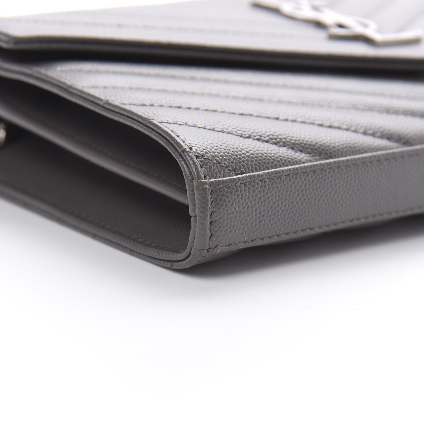 Grain De Poudre Matelasse Chevron Monogram Chain Wallet Grey