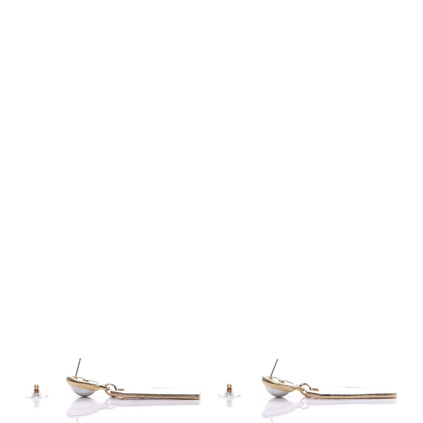 Pearl CC Tags Drop Earrings Gold