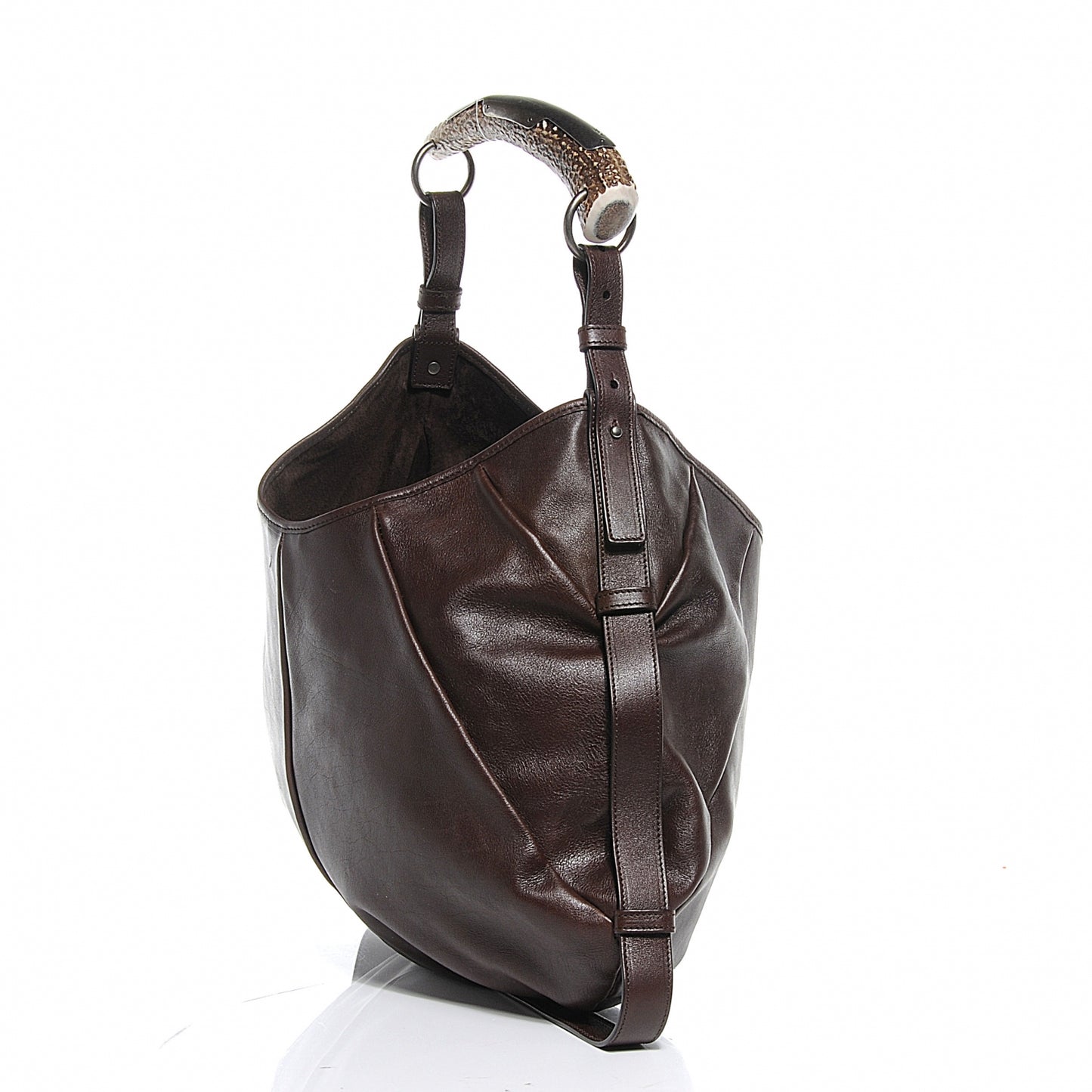 Leather Mombasa Horn Bag Dark Brown
