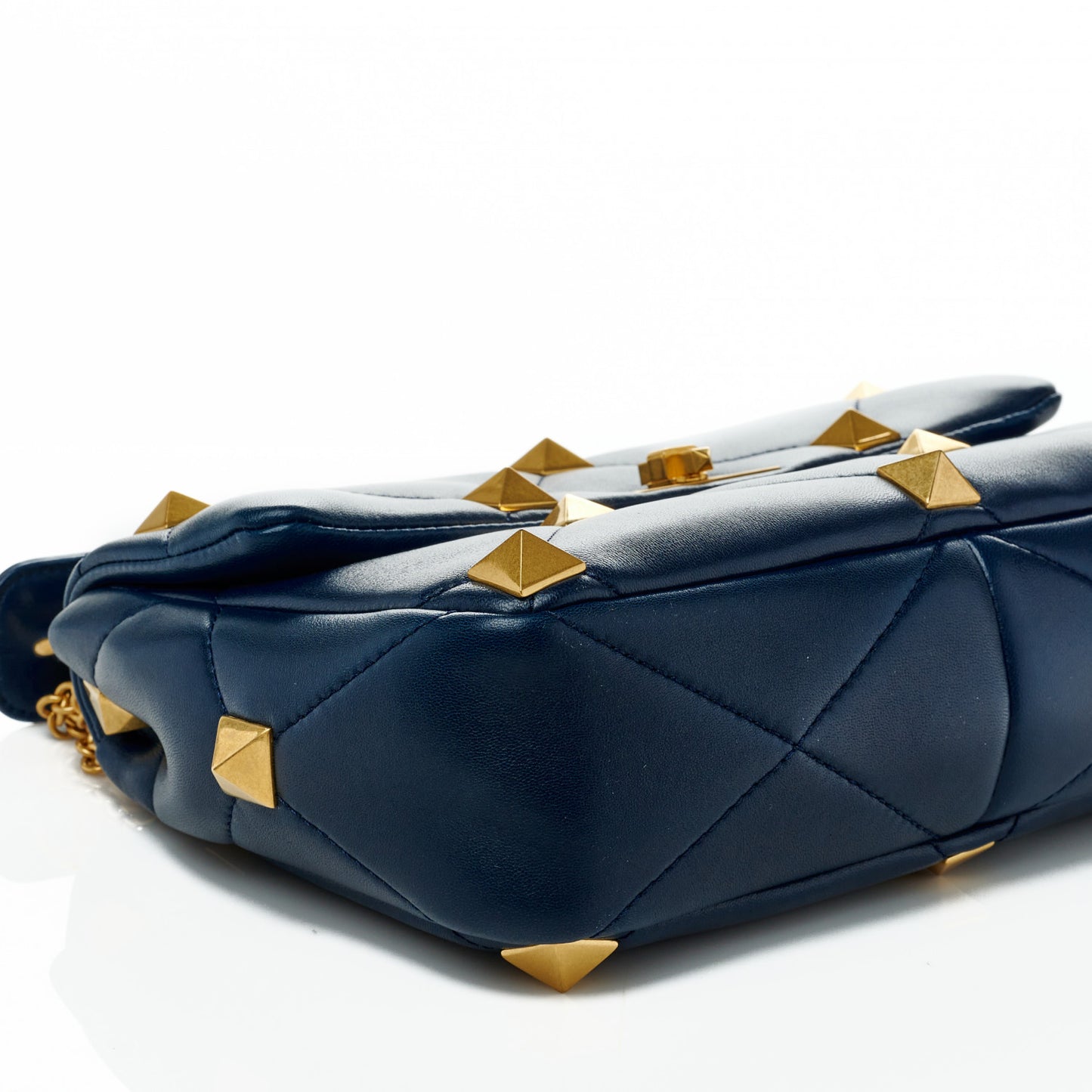 Nappa Large Roman Stud Shoulder Bag Marine