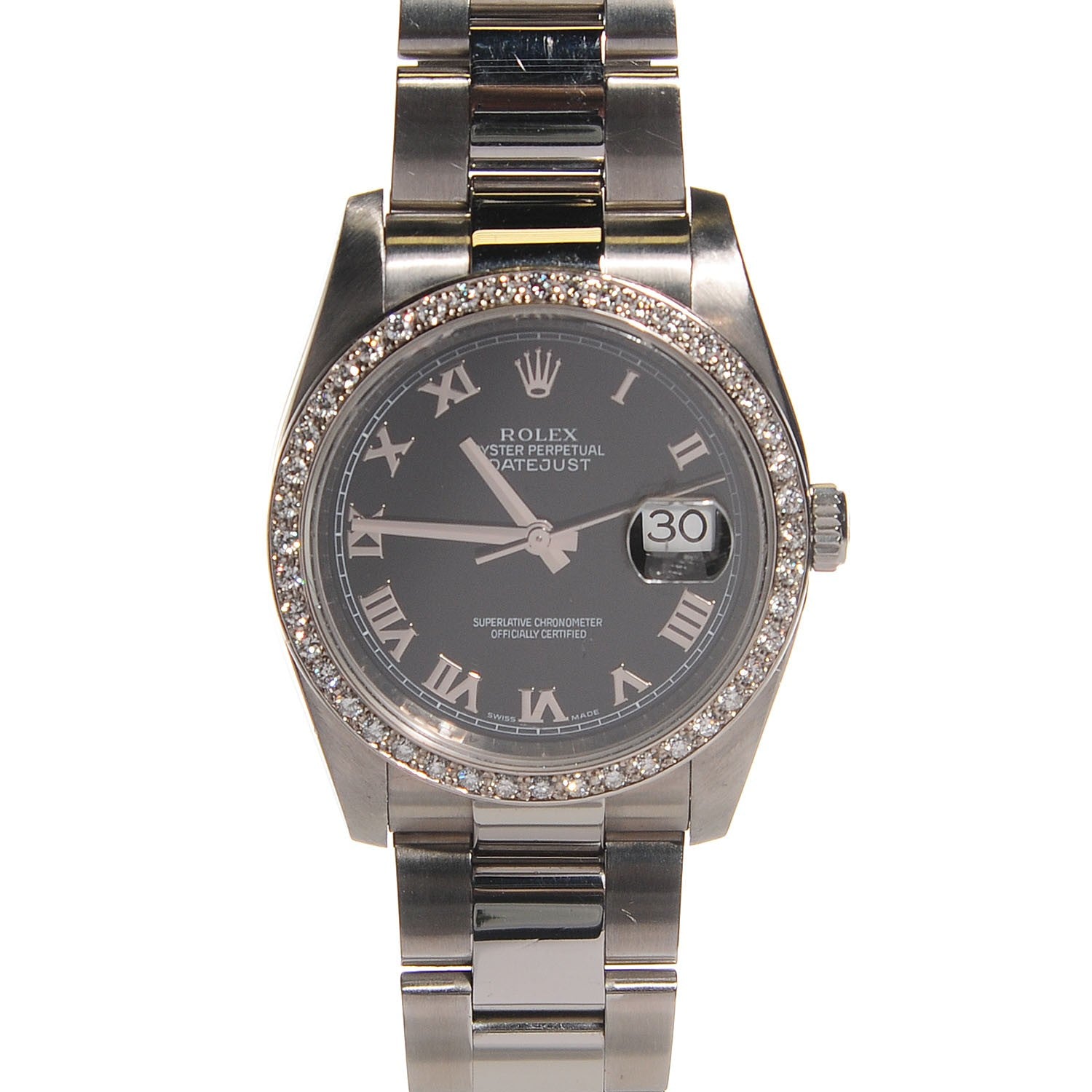 Rolex Stainless Steel Diamond 31mm Oyster Perpetual Datejust Watch Black 1 of 7