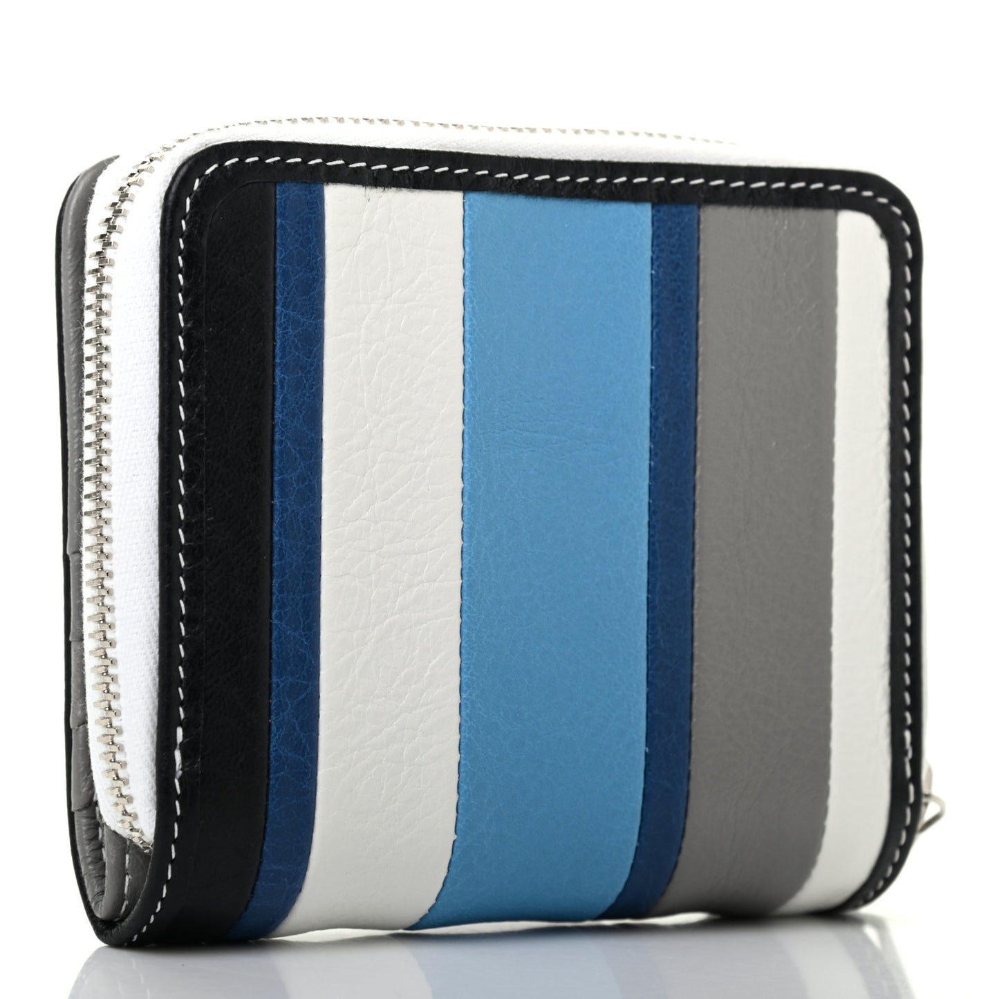 Veau Arena Multicolore Bazar Compact Zip Around Wallet Bleu Gris White Black