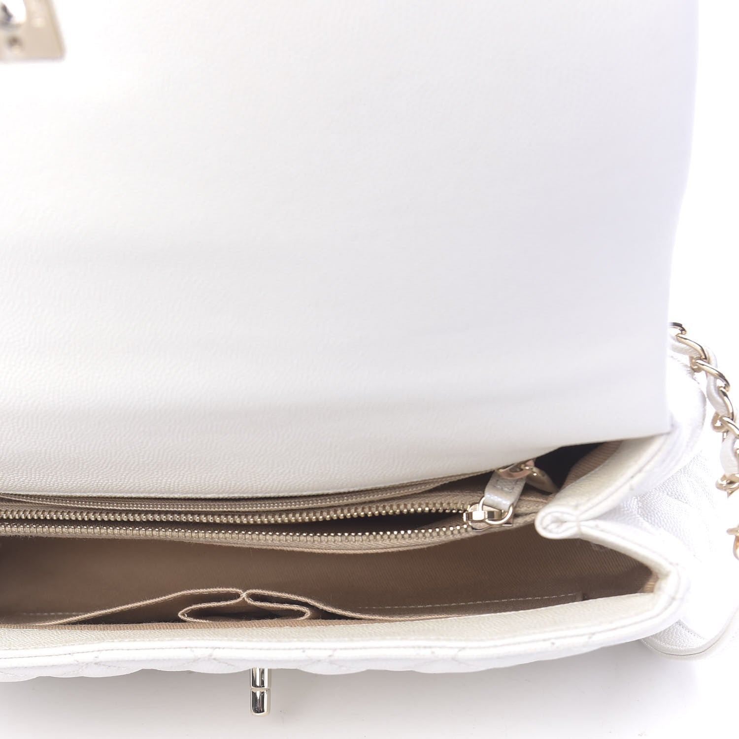 Chanel Iridescent Caviar Quilted Small Coco Handle Flap White 5 of 11