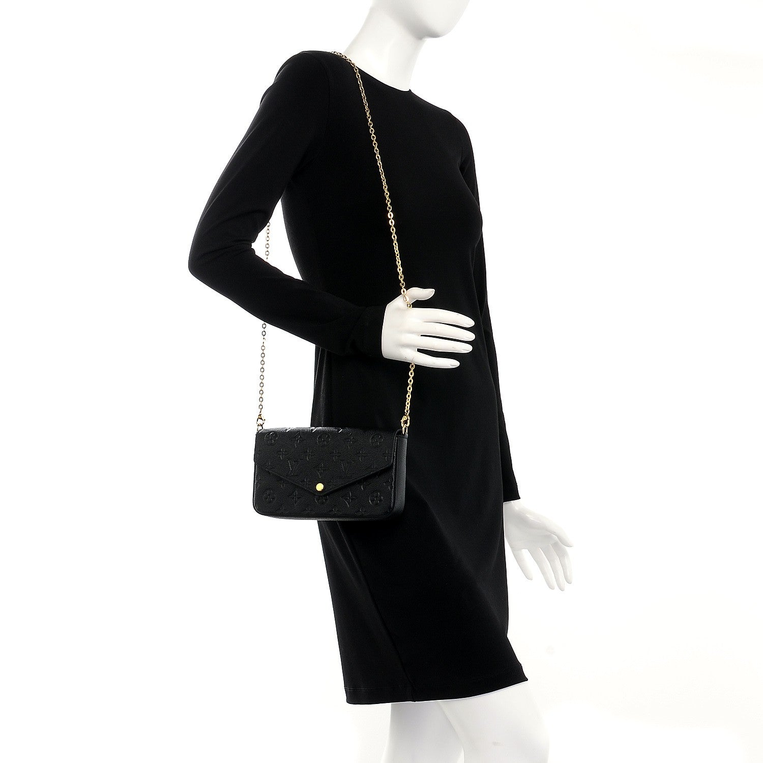 Louis Vuitton Empreinte Pochette Felicie Chain Wallet Black 2 of 11