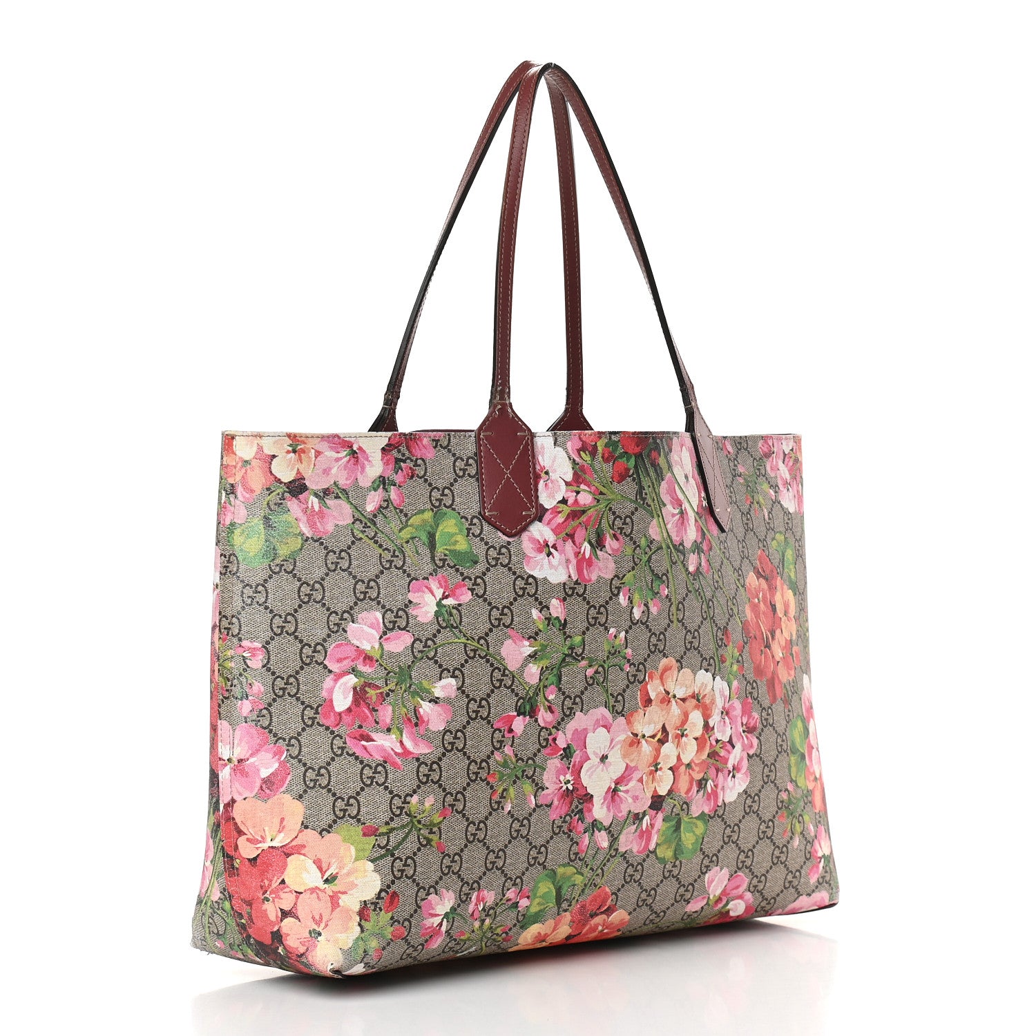 Gucci GG Supreme Monogram Blooms Medium Reversible Tote Beige Multicolor Dry Rose 4 of 16