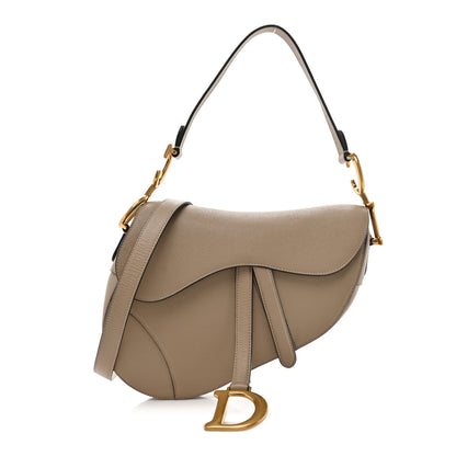 Christian Dior Grained Calfskin Saddle Bag With Strap Warm Taupe 1 of 11