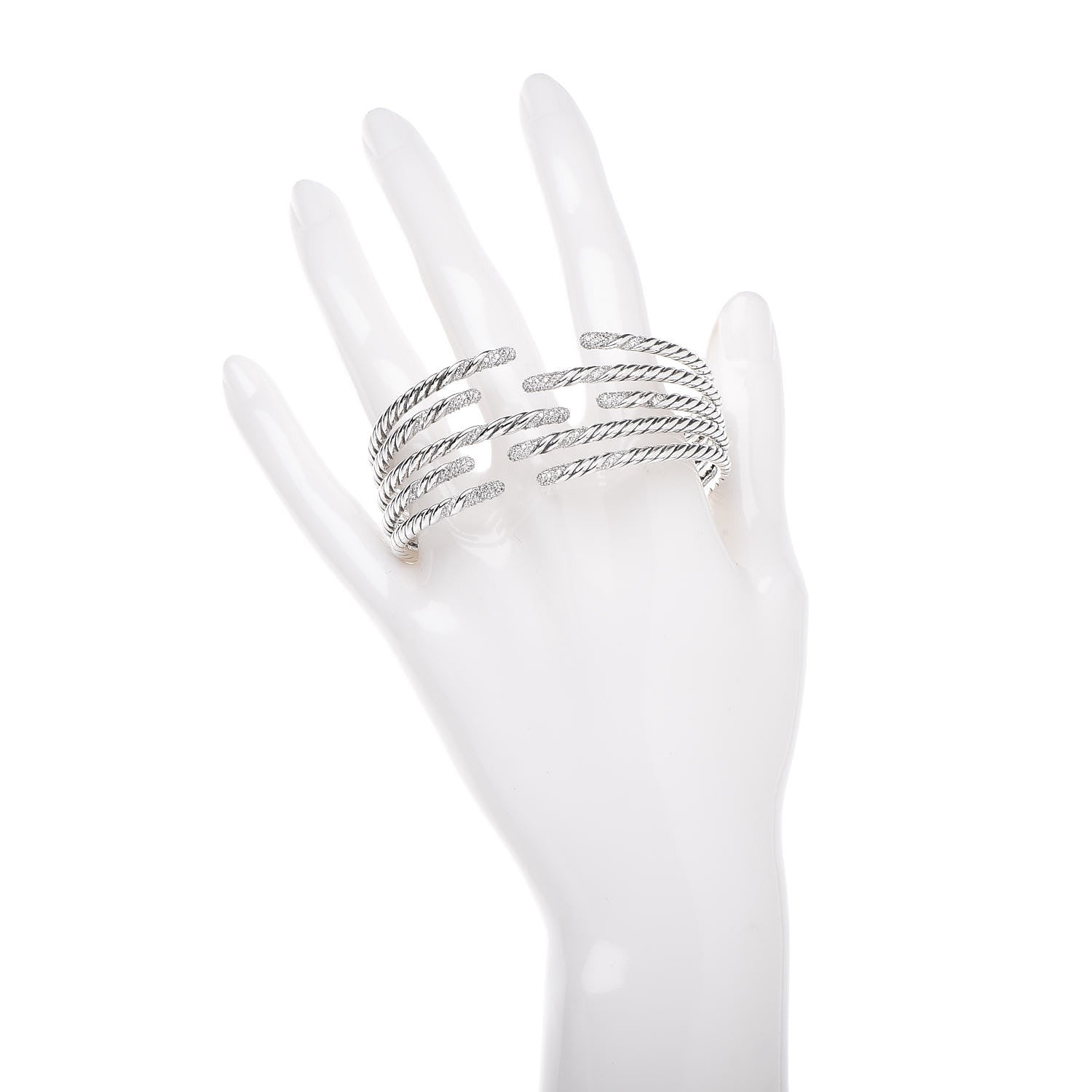 David Yurman Sterling Silver Diamond 5-Row Open Willow Bracelet 2 of 4