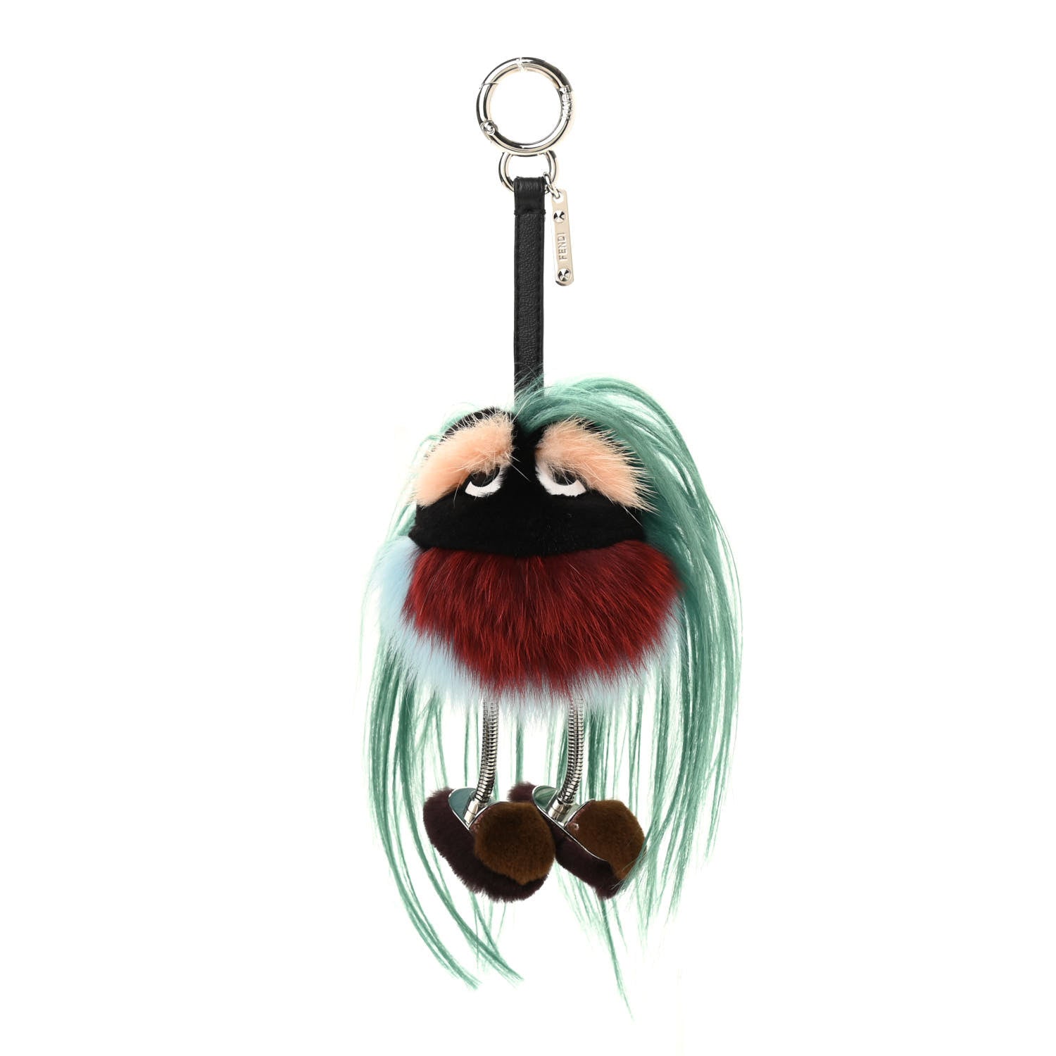 Fendi Goat Mink Fox Fur Mum Wonders Bag Charm Jade Bordeaux 1 of 3