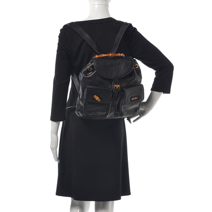 Gucci Calfskin Bamboo Backpack Black 2 of 15